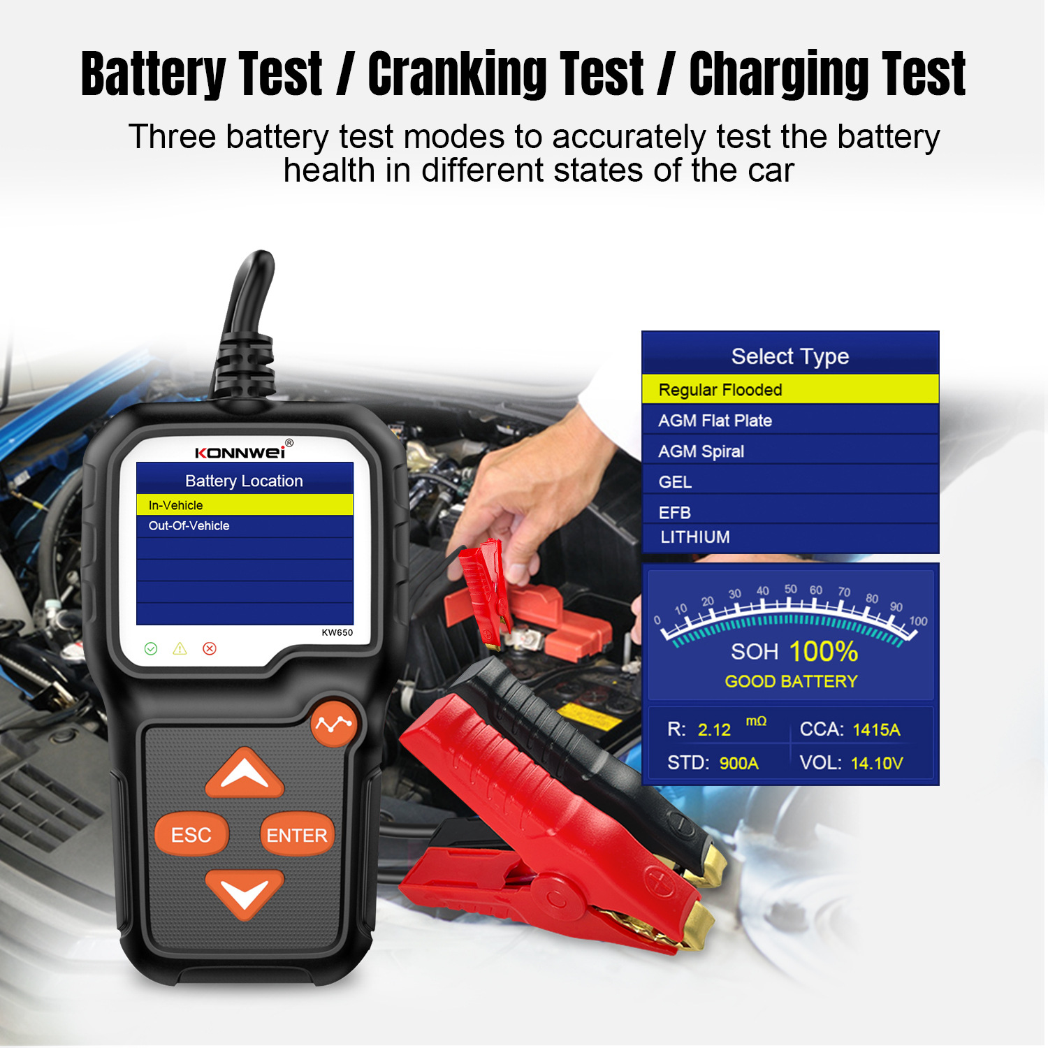 KONNWEI KW650 Tester per Batte - Lawn Mower Battery recensione e prezzo